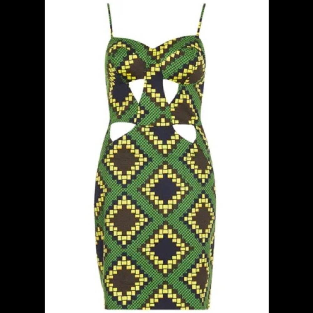 TOPSHOP Geometric Print Cut Out Dress